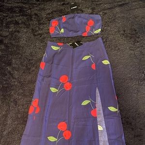 Forever 21 Cherry Print Maxi Skirt and Tube Top